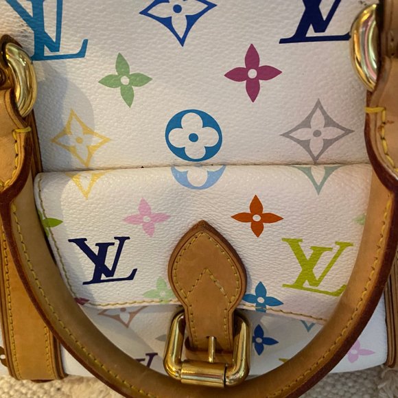 LOUIS VUITTON WHITE MONOGRAM MURAKAMI PRISCILLA Multicolor Bag Purse HOST PICK - Picture 6 of 16